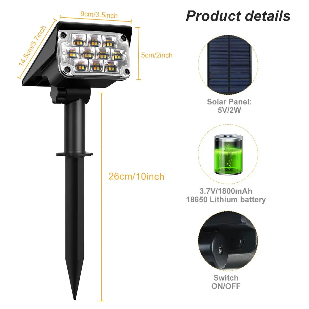 Gefolly Adjustable LED Durable Solar Garden Spot Lights