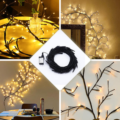 Gefolly Magic Rattan Branch Lights for Home Decoration, Christmas Decoration, Flexible DIY Indoor Artificial Plant Branches, 144 LED Vines for Wall, Bedroom, Living Room Decoration (Comes with 1 roll of transparent double-sided tape)