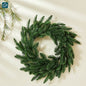 Gefolly Door Front Green Wreath and Edelweiss Wreath, 15.74 Inch Faux Norfolk Pine Wreath, an indoor and outdoor porch window wall home decor for all seasons