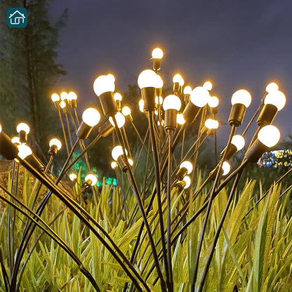 Gefolly Solar-Glühwürmchenlampe, Solar-Schaukellampe, Windschaukel für den Außenbereich, wasserdichte Solar-Dekorationslampe, Solar-Außenlampe für Garten, Innenhof, Gehweg-Dekoration (warme Farbe und Farbe optional)