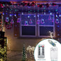 Gefolly LED Christmas Ornaments Curtain Lights, 138 LED Star Jingle Bell Elk Christmas Tree Window Lights 8 Mode Fairy Curtain String Lights for Home, Bedroom, Wedding Party Decoration, Warm/White Multicolor 2 Color Optional