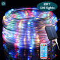 Gefolly LED Outdoor Waterproof Rope Lights, Solar Tube Lights, Fairy Lights 39ft 100 LEDs/72ft 200 LEDs 8 Modes, Used for Deck, Yard, Swimming Pool, Camping, Bedroom Decoration, Landscape Lighting, etc. (Warm White and Multi-color Optional).