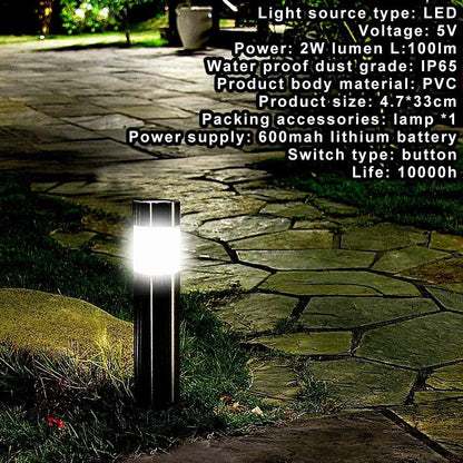 Gefolly Solar Cylindrical LED Pathway Lawn Light