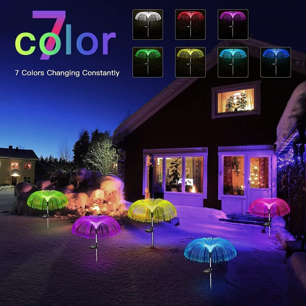 Gefolly Color Changing Solar Garden Jellyfish Lights 5 PCS