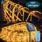 Gefolly LED Outdoor Waterproof Rope Lights, Solar Tube Lights, Fairy Lights 39ft 100 LEDs/72ft 200 LEDs 8 Modes, Used for Deck, Yard, Swimming Pool, Camping, Bedroom Decoration, Landscape Lighting, etc. (Warm White and Multi-color Optional).