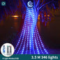 Gefolly Christmas Outdoor Decorative Lights, LED Symphony Moon Pentagram Waterfall Light String, Suitable for Courtyard, Wedding, Party, Christmas, and other Occasions