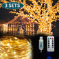 Gefolly 3 Pack 33ft 100 LED Fairy Lights Battery or USB powered String Lights with 8 Modes Remote Control Timer. Twinkle Firefly Lights for Bedroom, Garden, Easter, Party, and Christmas Indoor and Outdoor Decorations (Multi-Colored)