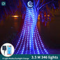 Gefolly Christmas Outdoor Decorative Lights, LED Symphony Moon Pentagram Waterfall Light String, Suitable for Courtyard, Wedding, Party, Christmas, and other Occasions