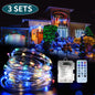 Gefolly 3 Pack 33ft 100 LED Fairy Lights Battery or USB powered String Lights with 8 Modes Remote Control Timer. Twinkle Firefly Lights for Bedroom, Garden, Easter, Party, and Christmas Indoor and Outdoor Decorations (Multi-Colored)