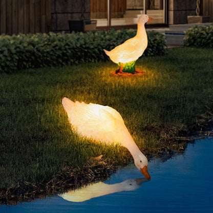 Gefolly Outdoor Acrylic Outdoor Landscape Courtyard PE Decoration Imitation Animal White Goose Garden Lawn Lamp