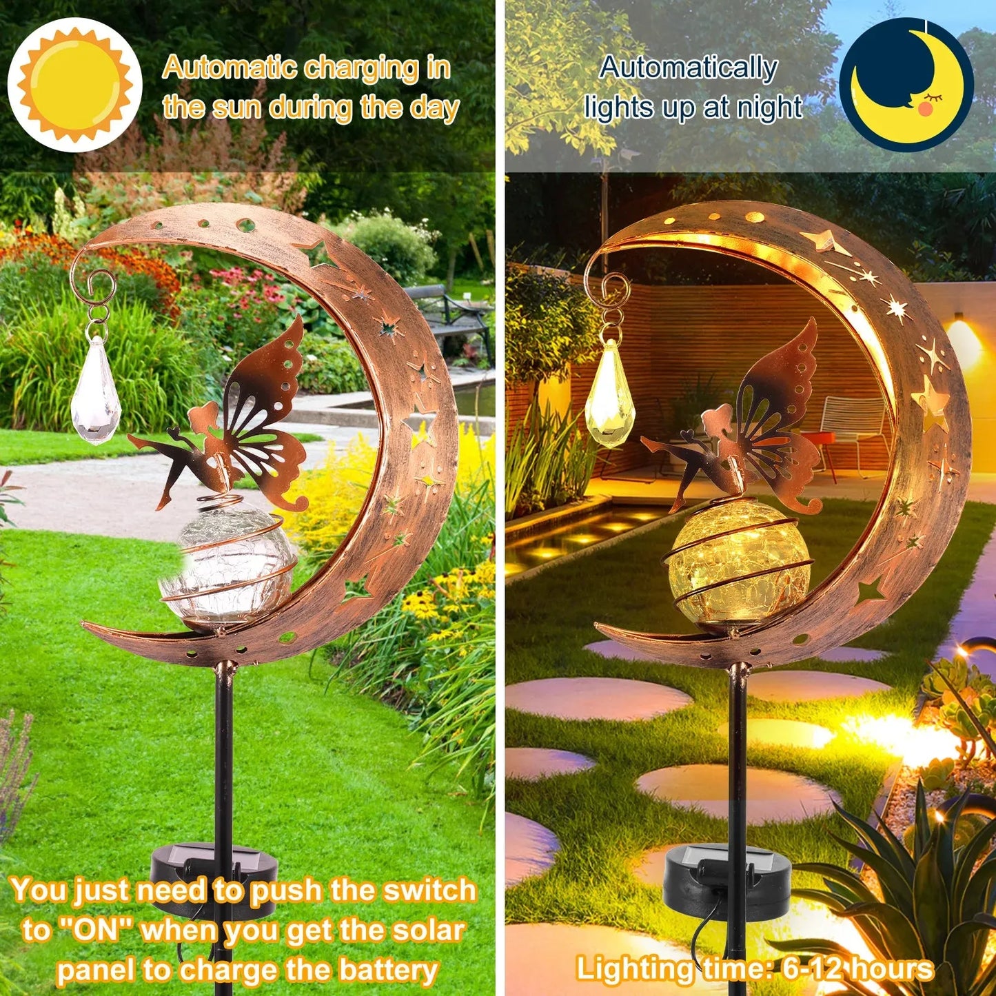 Gefolly LED Garden Moon Solar Lawn Light