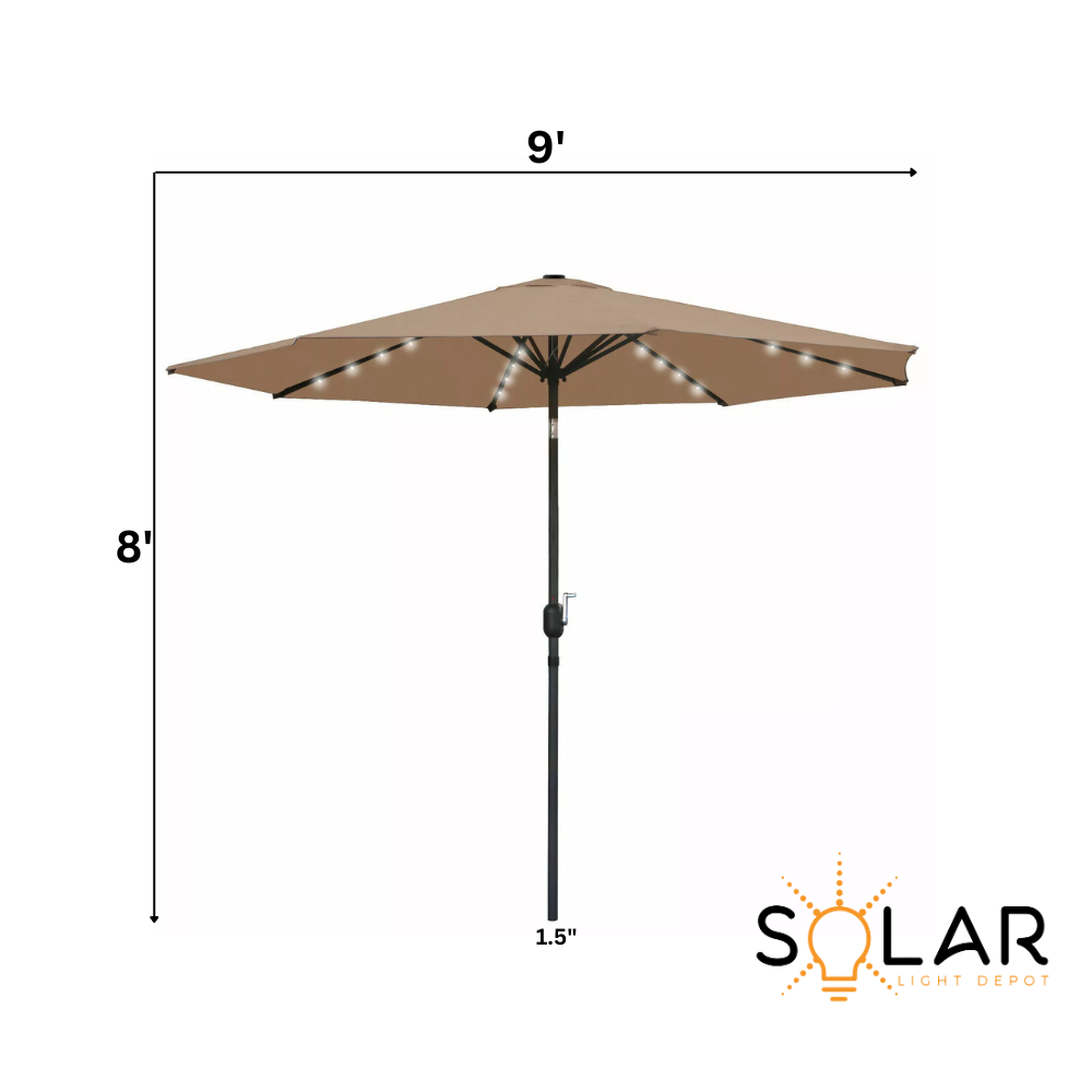 Gefolly 9ft Solar-Terrassenschirm mit LED-Beleuchtung 