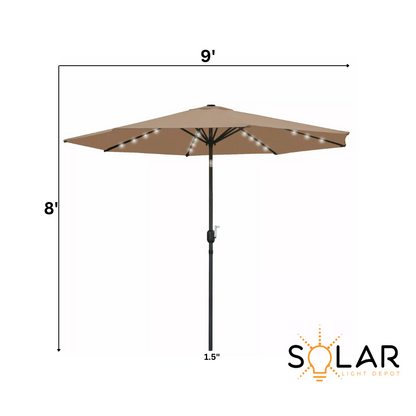 Gefolly 9ft Solar-Terrassenschirm mit LED-Beleuchtung 