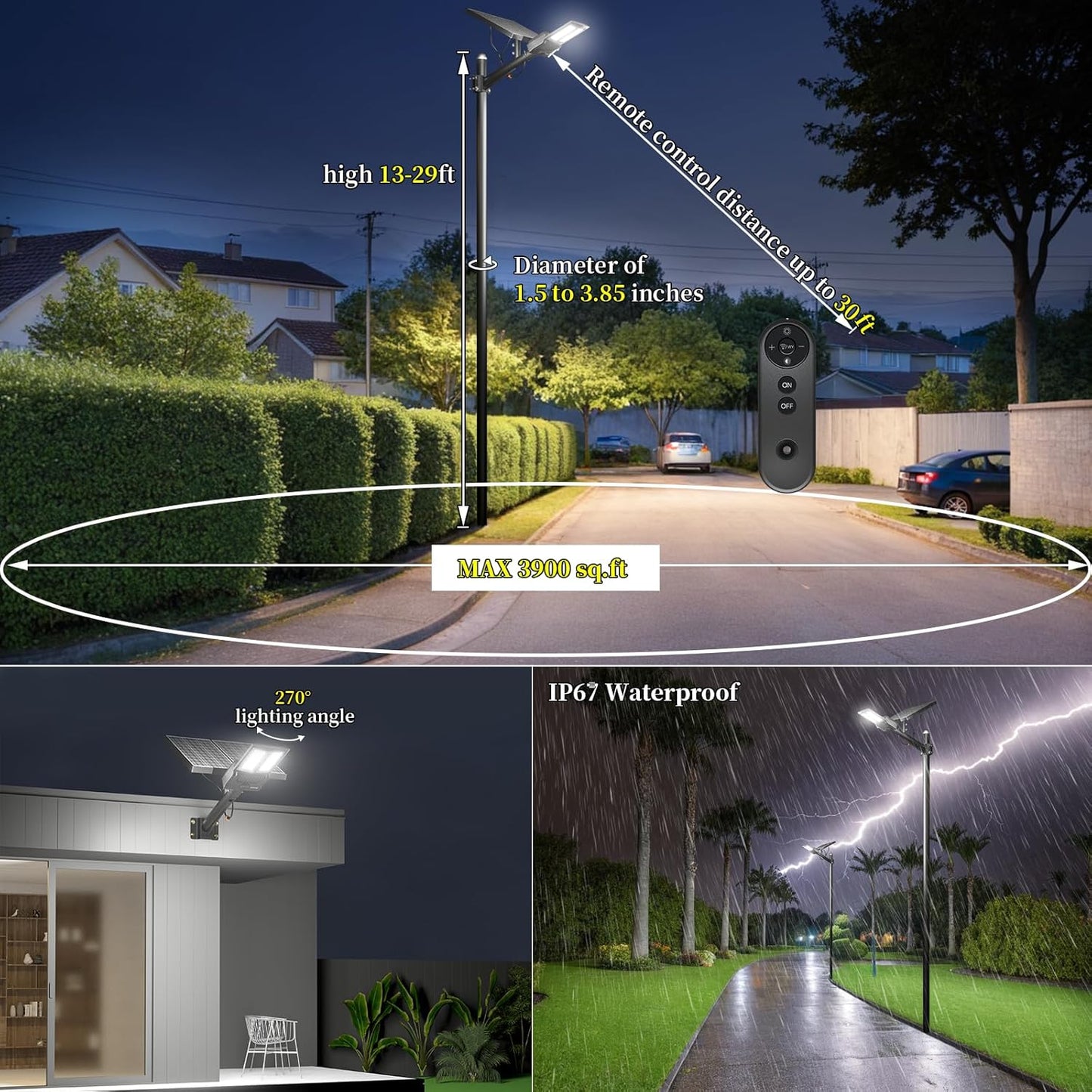 12500W Solar Street Lights Outdoor with Motion Sensor