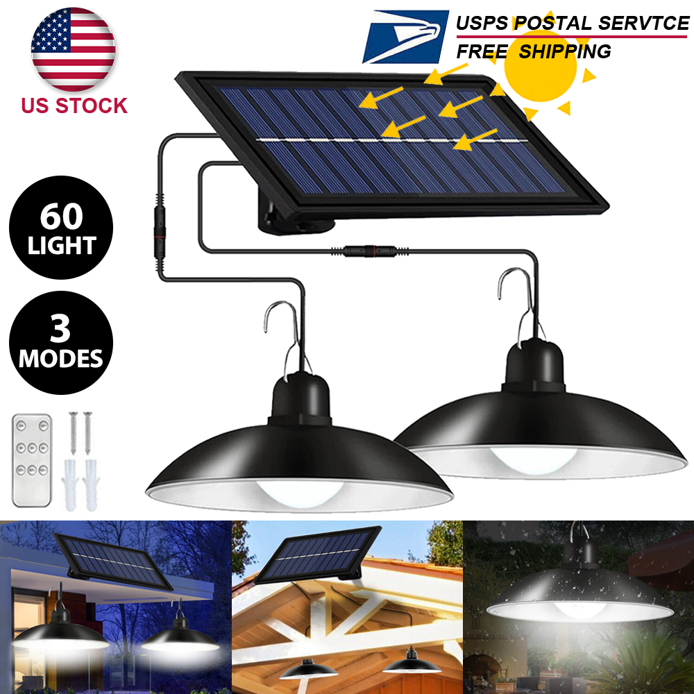 Gefolly Double Head Solar LED Hanging Pendant Light