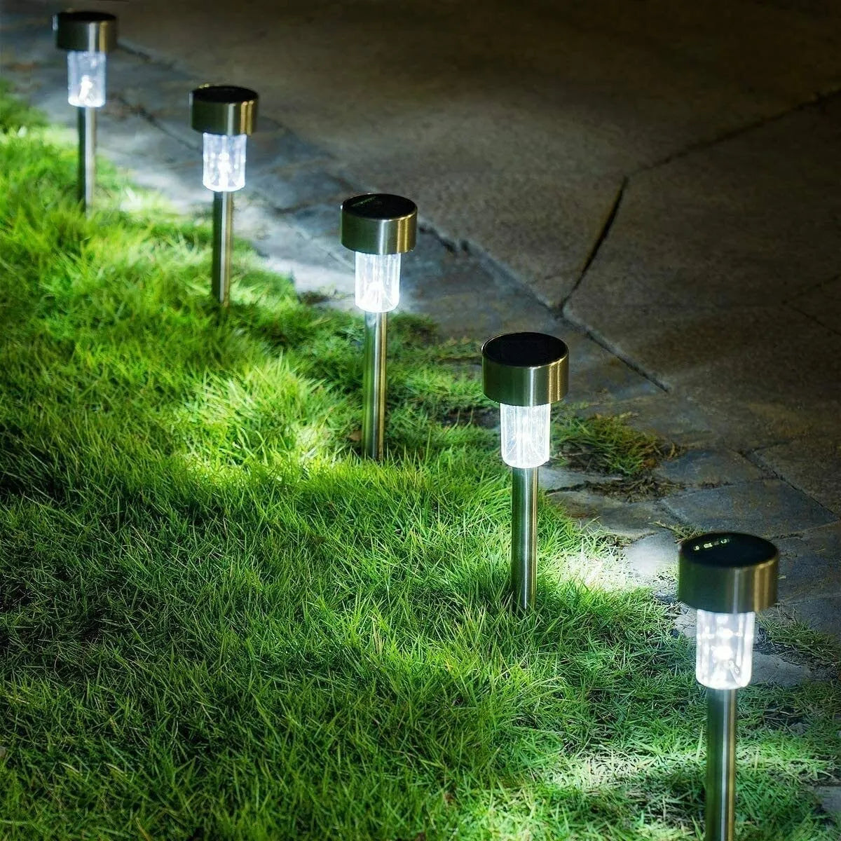 Gefolly Stainless Steel Solar Pathway LED Outdoor Lights (12 Pack)