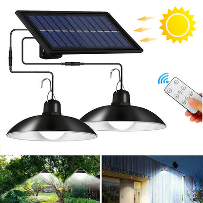 Gefolly Double Head Solar LED Hanging Pendant Light