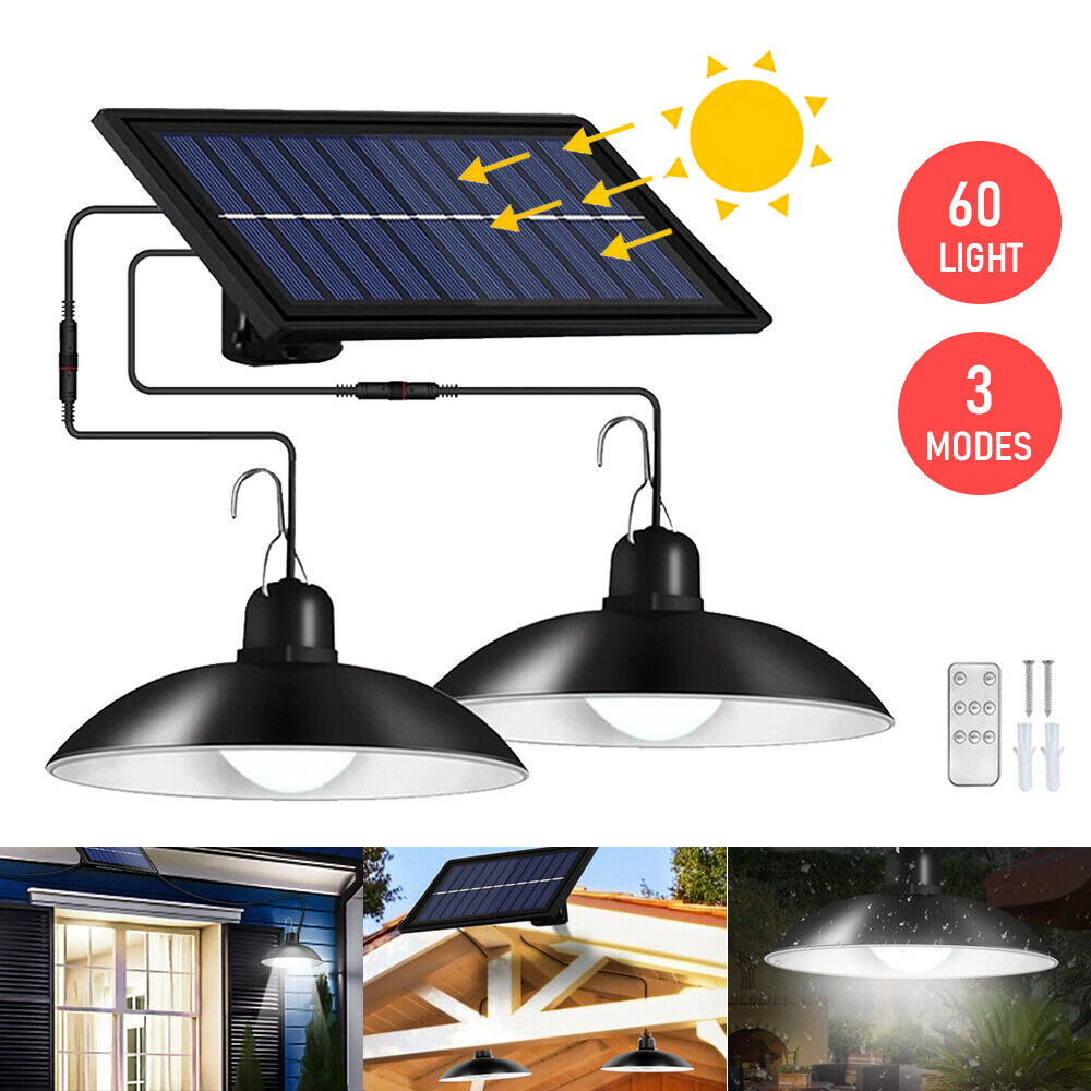 Gefolly Double Head Solar LED Hanging Pendant Light