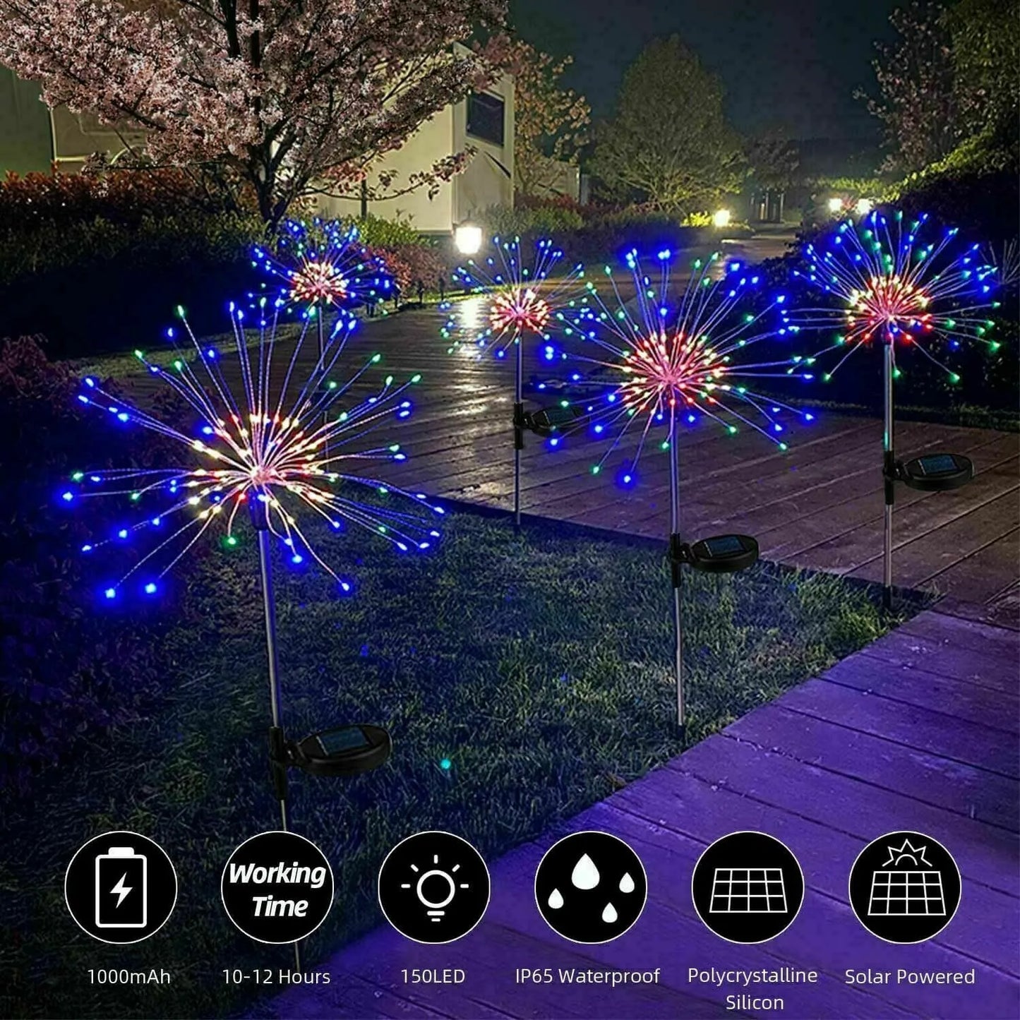 Gefolly Solar Outdoor Waterproof Yard Fireworks Light