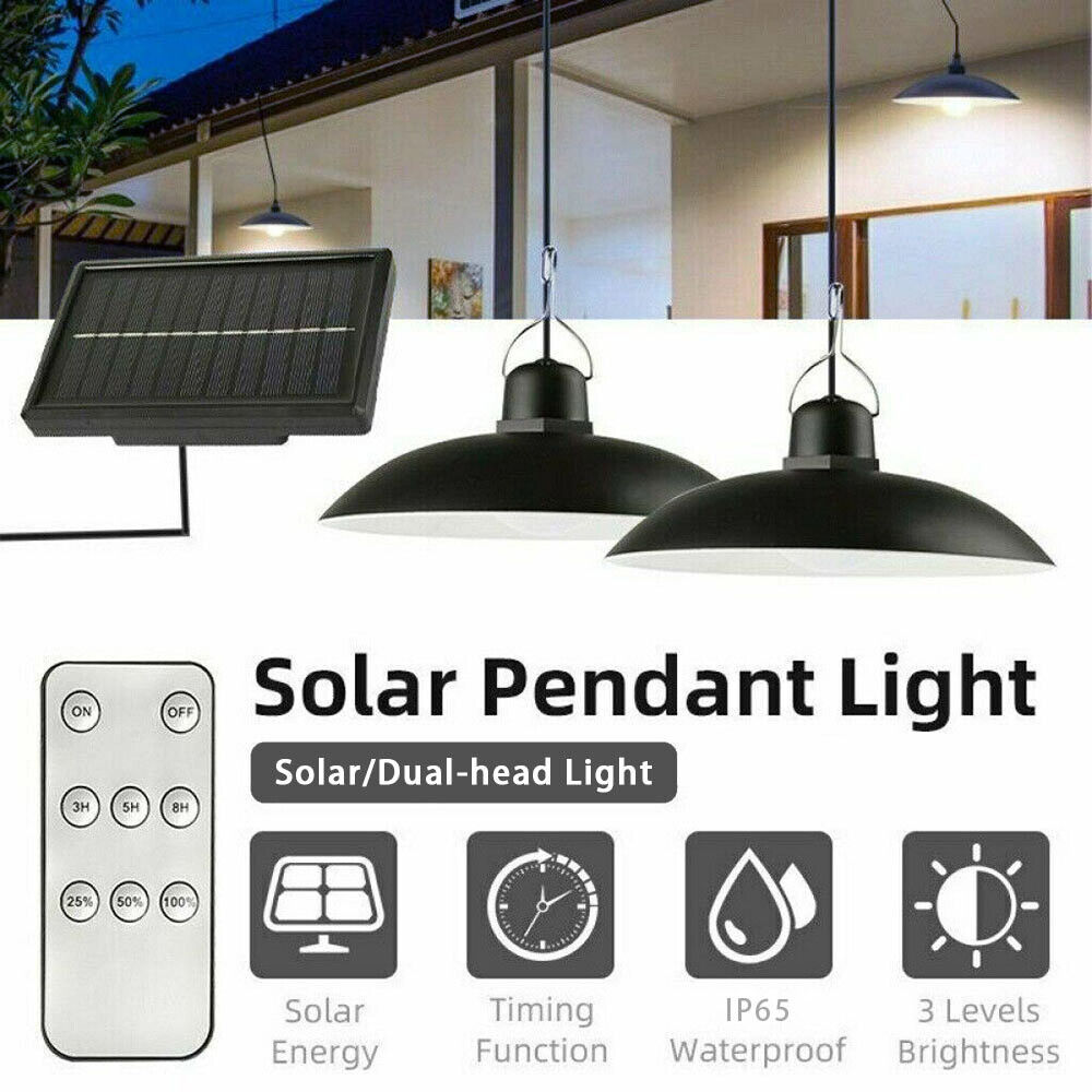 Gefolly Double Head Solar LED Hanging Pendant Light