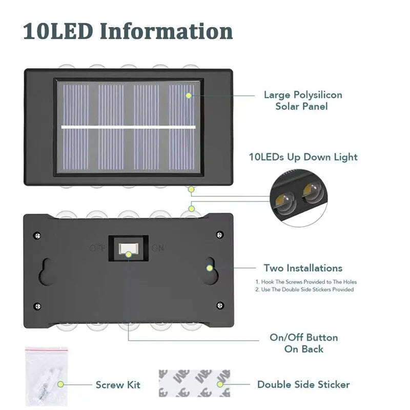 Gefolly Outdoor LED Solar Wall Fence Light