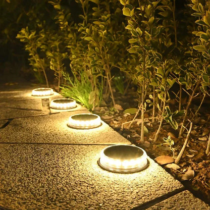 Gefolly Solar Glowing LED Durable 4 Pack Pathway Lights